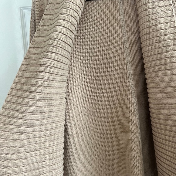 J CREW Shawl-Collar Open-Front Cotton Blend Long Cardigan M/L Khaki - Picture 4 of 8